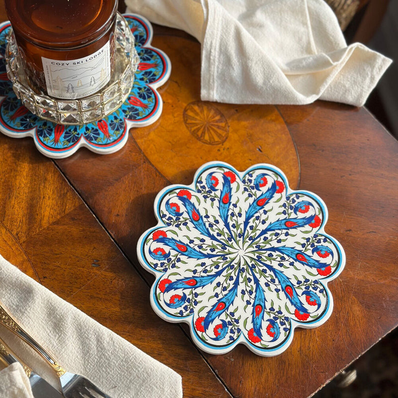Vintage Style Ceramic Tile Trivet 7''