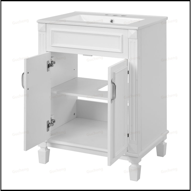 Meuble-lavabo 24 po avec tablette réglable, Blanc
