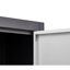 Garde-robe en métal gris, tablettes réglables, compartiments, verrouillable, chambre à coucher, placard de salon, serrure, buanderie