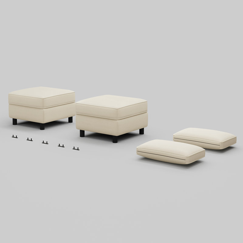 Two Modular Sofa Ottomans With Storage, Beige