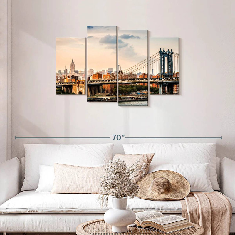 Lilie, New York, horizon à la tombée de la nuit, H 27 po x l 43 po