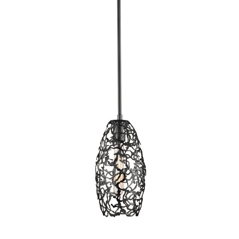 Luminaire suspendu cylindrique noir mat à 1 lumière Danzell