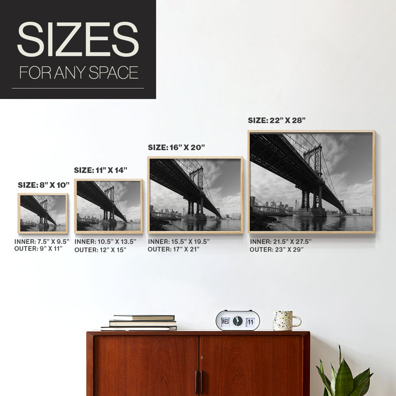 Manhattan Bridge -Framed Print - Restickable, Natural, 22" H x 28" W