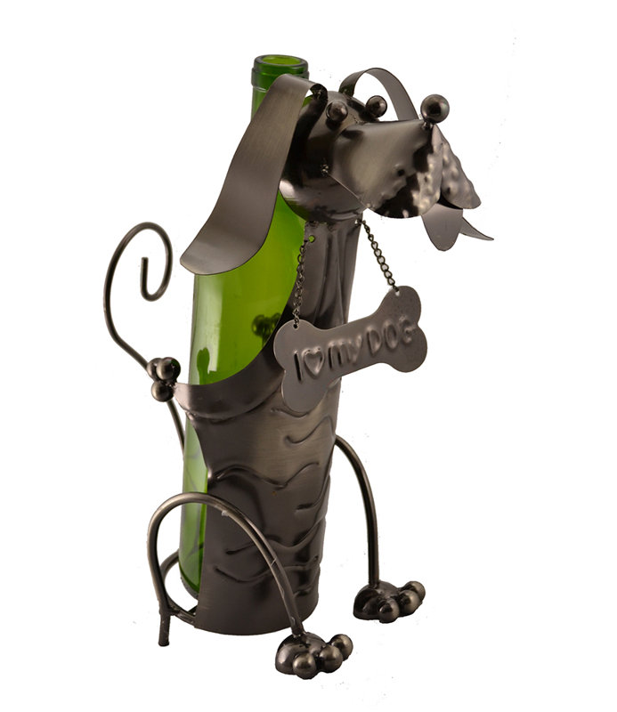 Dog Tabletop Wine Bottle Rack in Silver