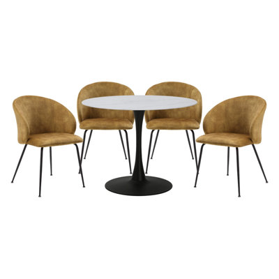 Cosimo Velvet 5-Piece Dining Set
