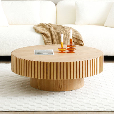 Table basse ronde en bois 35,43 po