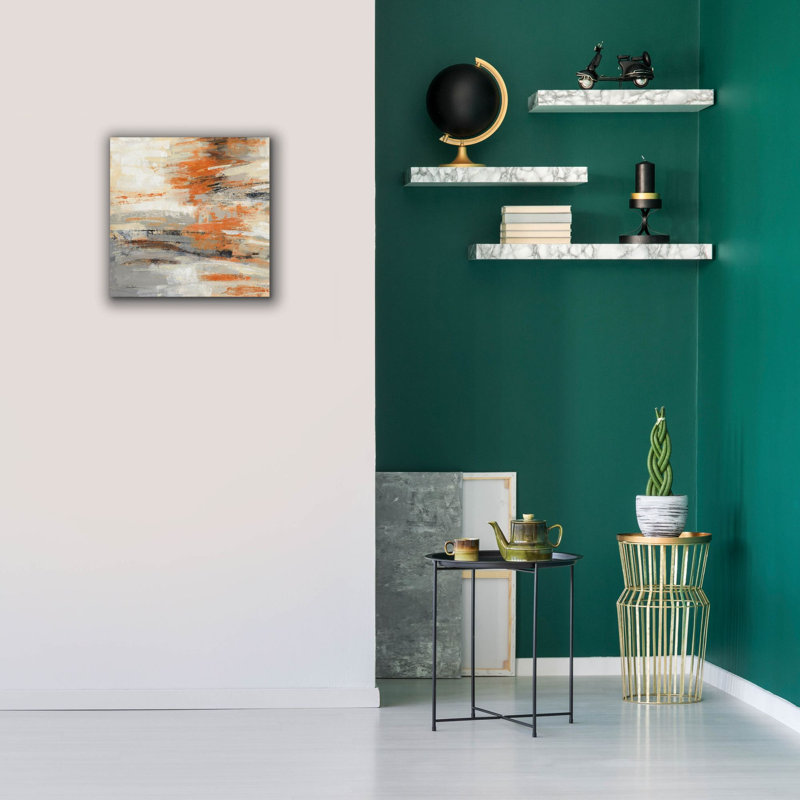 «Golden Dust C Orange» par Silvia Vassileva, art mural sur toile, H 18 po x l 18 po x P 0,75 po