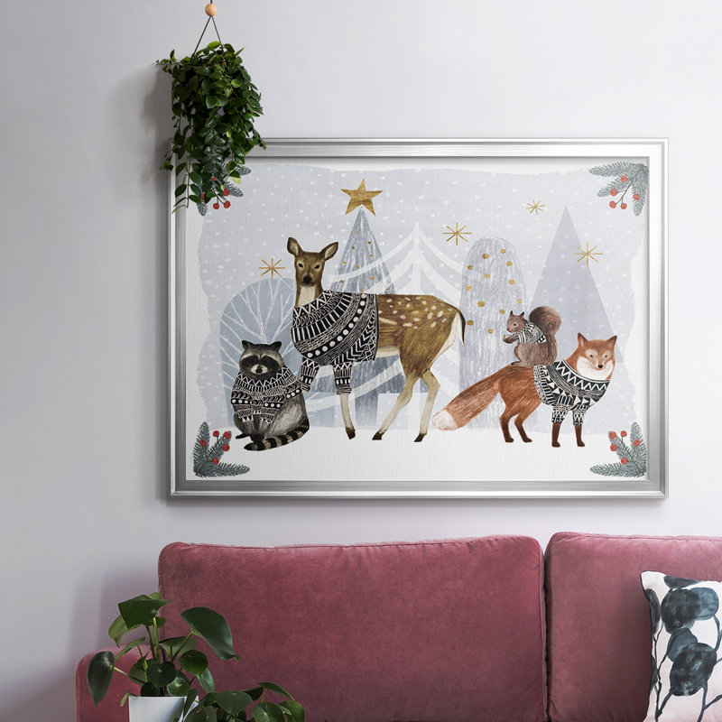 Cozy Christmas Collection A, reproduction d'art sur toile, H 30 po x l 44 po x P 1,5 po, Argent