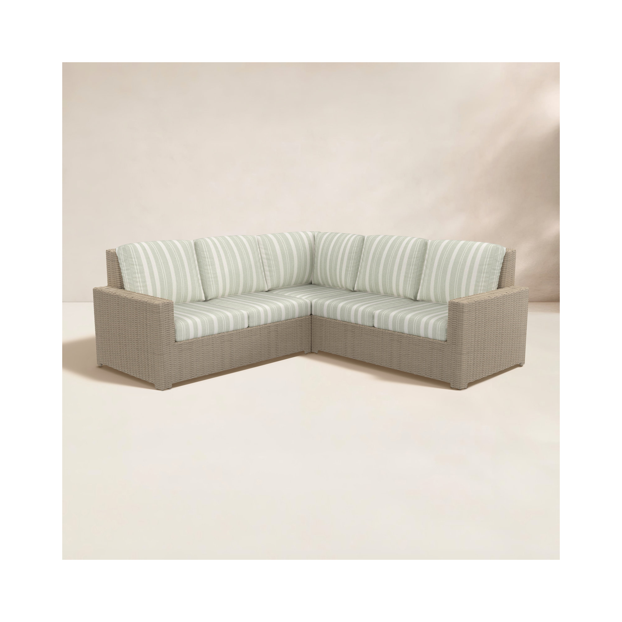 Henri Outdoor Patio Sectional With Sunbrella Cushions, Tranquil Sage