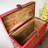 Hand-Painted Red Solid Wood Small Accent Trunk