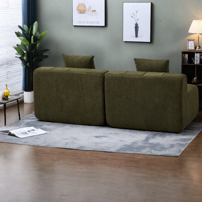 Canapé modulaire en chenille vert modulaire à compression pour la maison