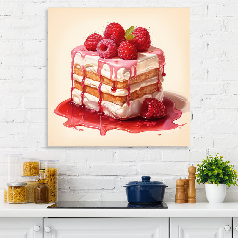 Raspberry Cheesecake Dessert Harmony - Desserts, art mural, H 16 po x l 16 po x P 1 po