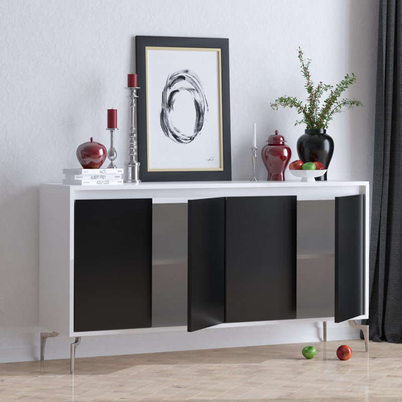 Chacko 140cm Console Table, Black/White