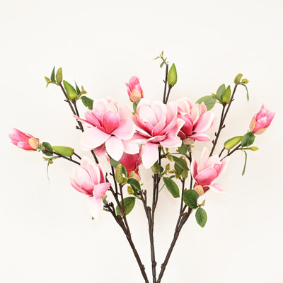 36" Artificial Magnolia Flower Floral Arrangement For Vase Filler, Farmhouse Greenery Foliage Sprays Branch Long Stem Flower Bulk Bouquet For Wedding Party Home Office Table Centerpiece Shelf Decorations