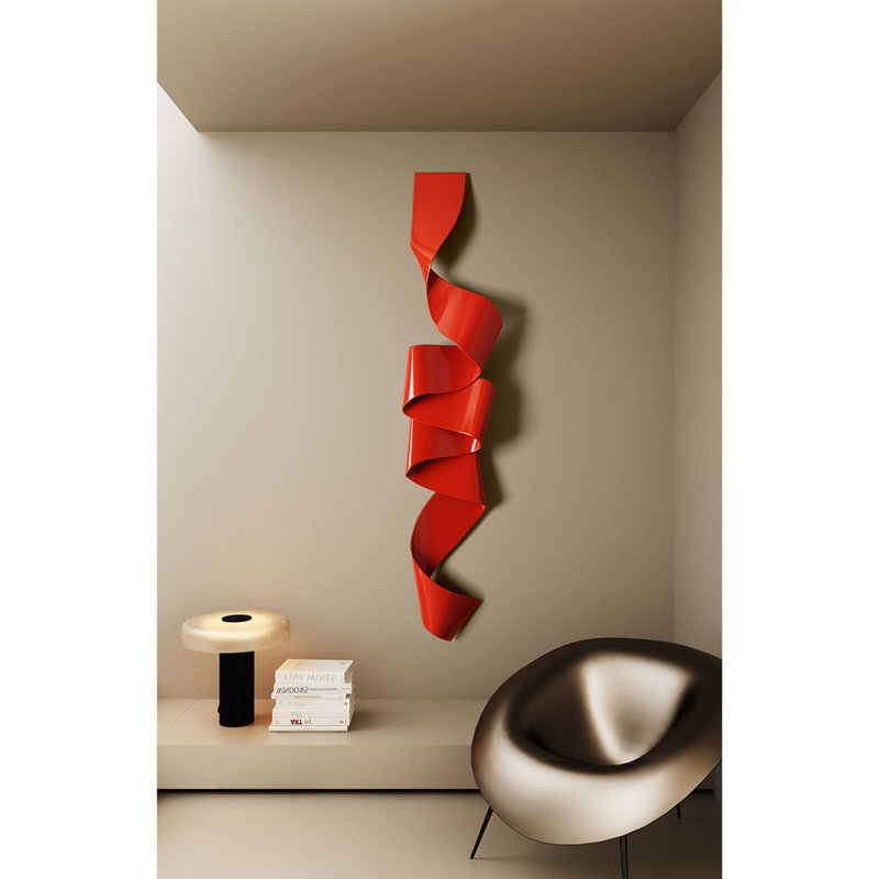 Vibrant Red Iron Swirl Wall Accent