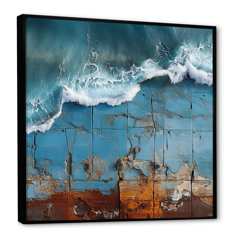 «Beach Pier Urban Waterscapes» sur toile, Cadre flottant noir, 16" H x 16" W