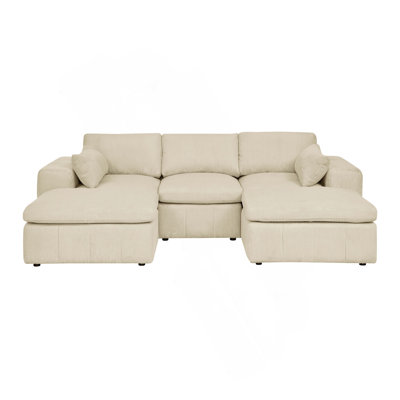 Canapé modulaire rembourré à large accoudoirs avec 2 repose-pieds Cordory
