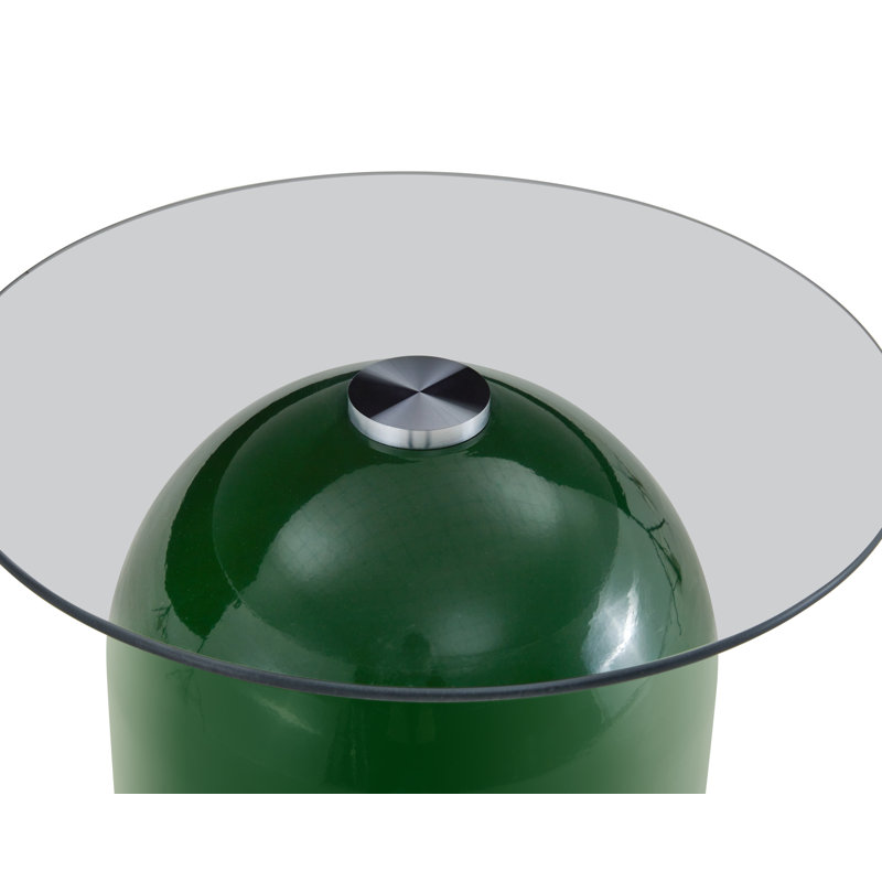 Glass Top Living Room Table Set, 3 Pieces: Console Table, Side Table, Coffee Table, Green, Tan