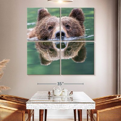 Brampt Grizzly Bear Swimming Reflection