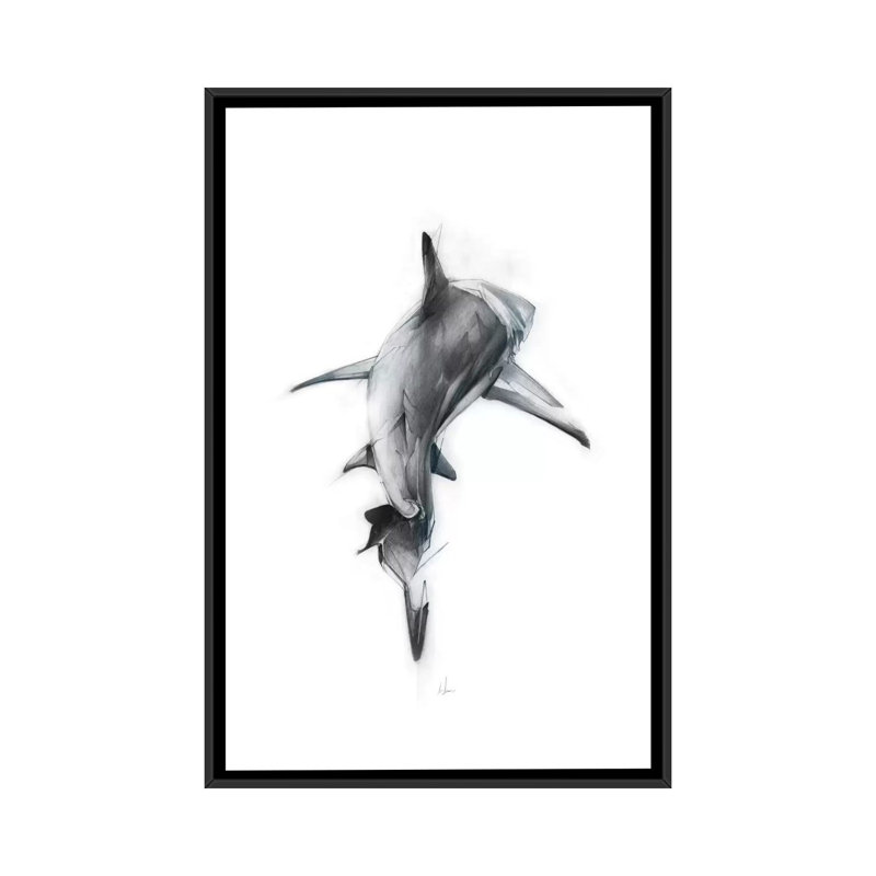 «Shark III», impression sur toile tendue, H 26 po x l 18 po x P 1,5 po, Toile avec cadre noir