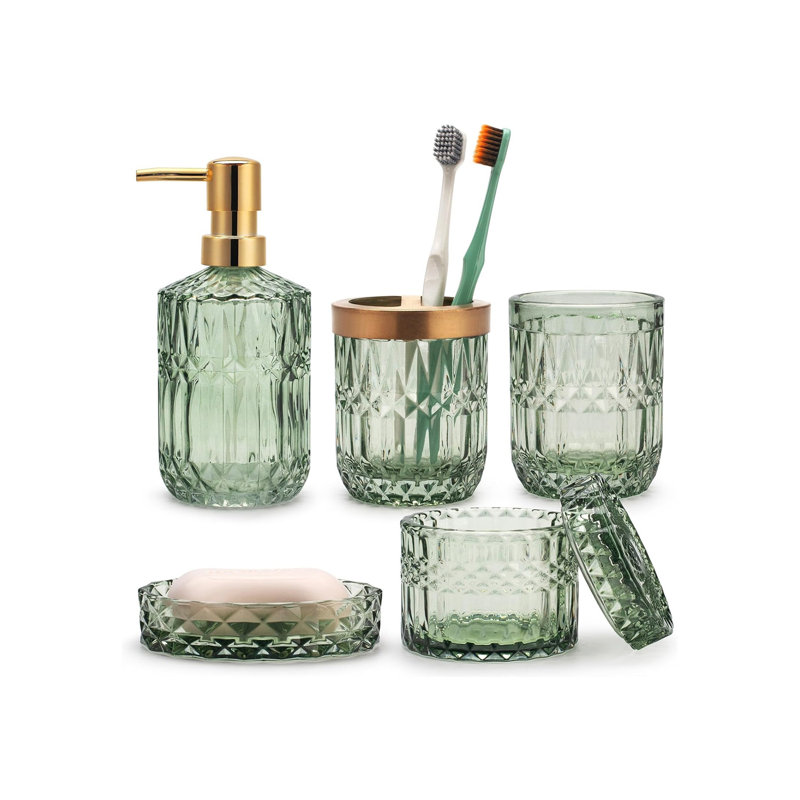 Bathroom Accessory Set, Green