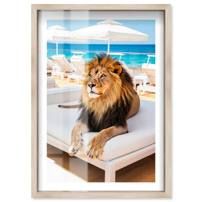 King of the Cushions Shadowbox Print Coastal Art Prints by Notoriart, Blonde Frame, 25 x 37