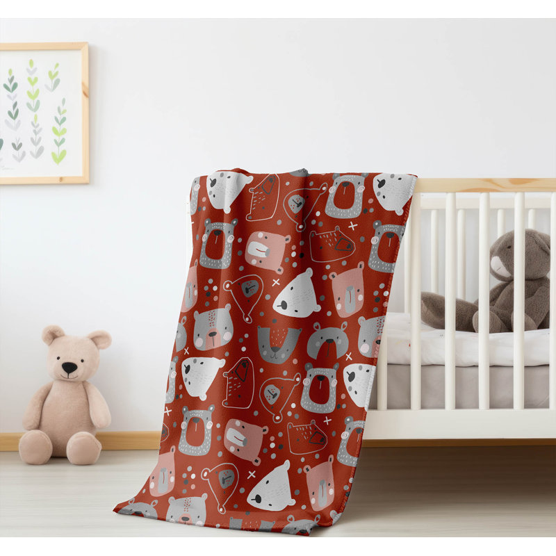 Bear Face, 50" W x 60" L, Red