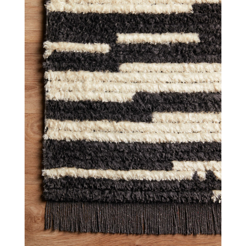 Chris Loves Julia x Loloi Alice Abstract Cream/Charcoal Rug, Square 1'6"