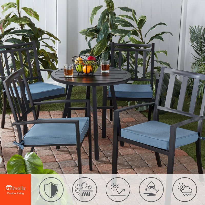 Sunbrella Outdoor Dining Chair Seat Pad, Spectrum Denim