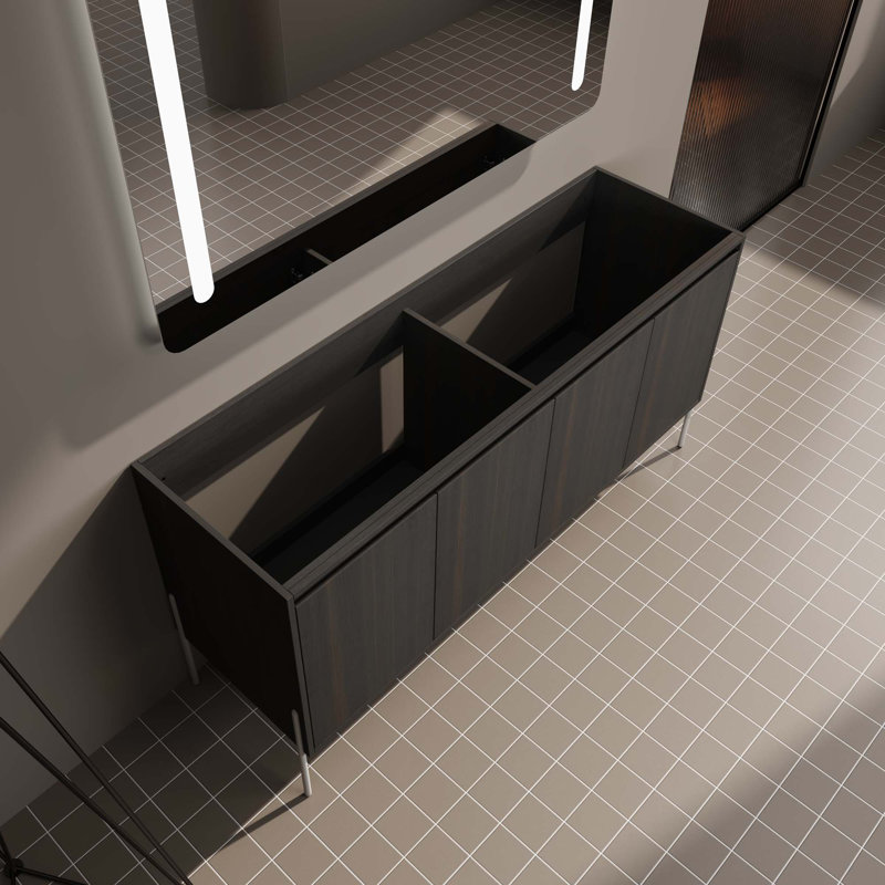 Meuble-lavabo autoportant et portes d'armoire à fermeture en douceur, à l'exception du lavabo, Noir