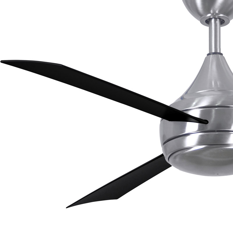 Donaire LED Outdoor Downrod Ceiling Fan, Brushed Stainless, Matte Black