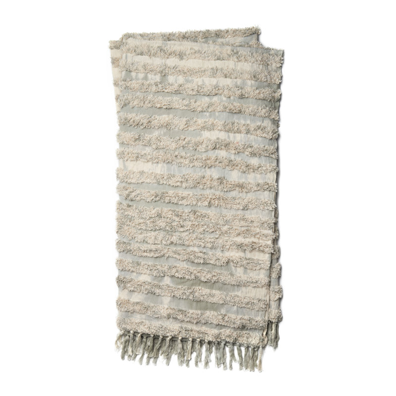 Silver Sage Cotton Faux Fur Textured Throw Blanket
