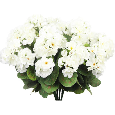 12 Bundles Artificial Geranium Flowers for Outdoors Geranium Silk Flowers Outdoor UV Resistant Garden Plants Faux Flowers for Home Kitchen Table Centerpieces Decor
