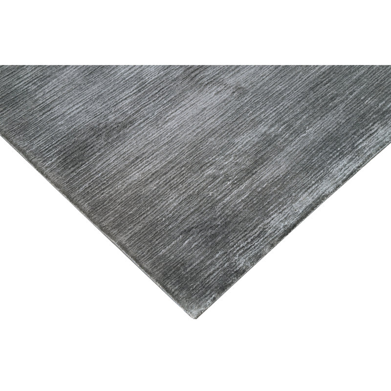 Tapis gris anthracite et gris noué à la main de haute qualité, Rectangle 10' x 14'