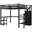 Lit mezzanine double avec structure en métal et caractéristiques pratiques - garde-robe noire, bureau et port à DEL pour une niche de chambre attrayante