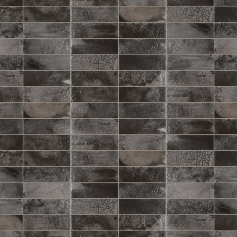 Kings 8" x 16" Ceramic Stone Look Wall Tile, Black