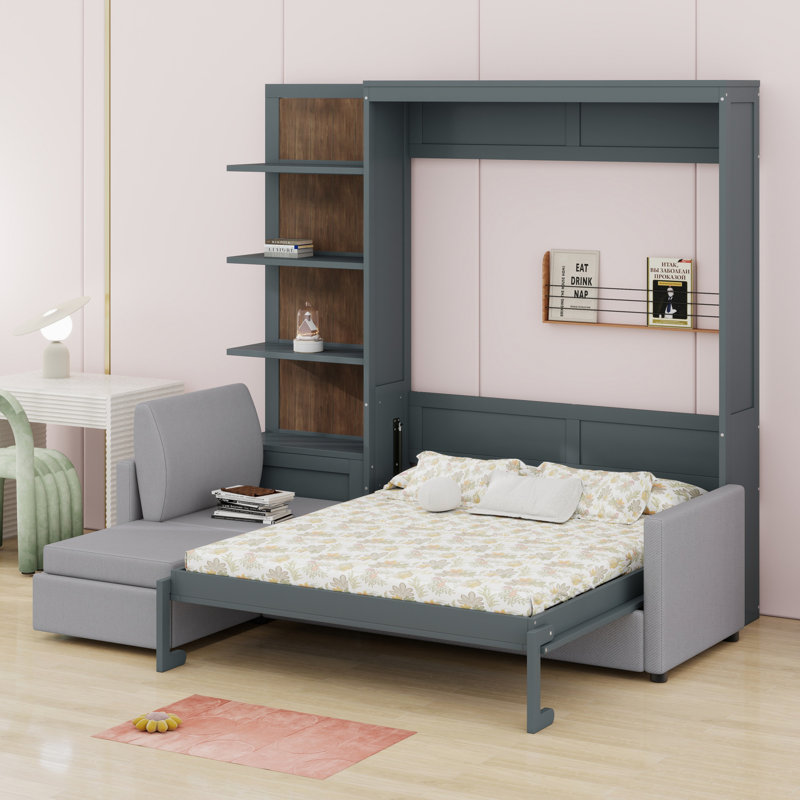 Murphy Bed With Sofa, Gray