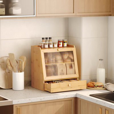 Bamboo Bread Box With Drawer