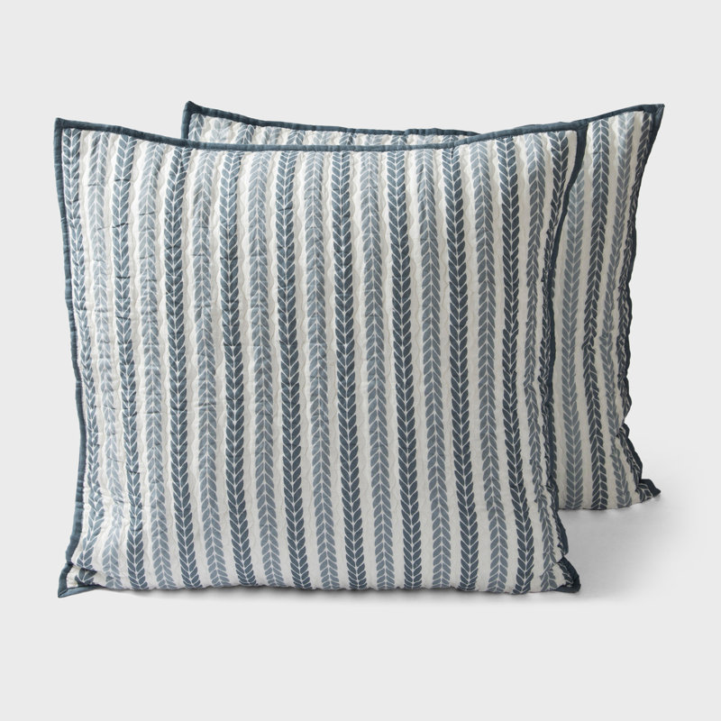 Ensemble de housses de coussin en coton imprimé bleu Lehar 26 po x 26 po, Européen, Blue