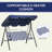 3-Seat Outdoor Patio Swing Chair With Removable Cushion, Steel Frame Stand And Adjustable Tilt Canopy For Patio, Garden, Poolside, Balcony, Backyard, Dark Blue, Chair-99981308