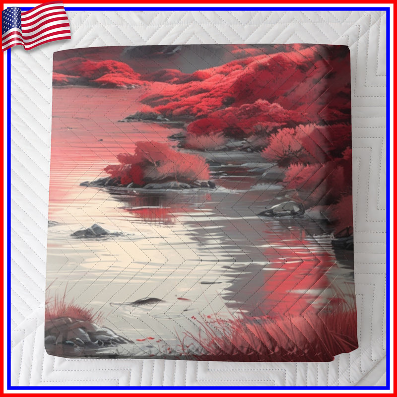 Couvre-lit matelassé Red Mountain Landscape, Lit simple