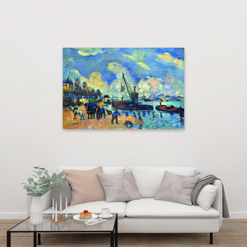 La seine à Bercy, reproduction d'art classique de cheval sur une plage contemporaine, 40" H x 60" W