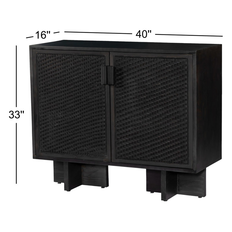 Levon Solid Wood Accent Cabinet, Black