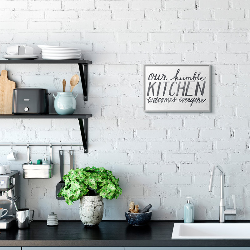 «Minimal Our Humble Kitchen Expression Text» par Katie Doucette - impression d'art graphique, H 11 po x l 14 po x 1,5 po