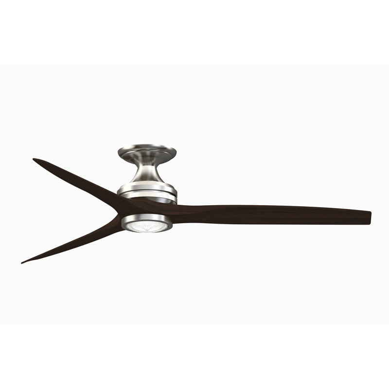 Spitfire 60 inch Flush Indoor/Outdoor Ceiling Fan with LED Light Kit - Brushed Nickel with Walnut Blades, Brushed Nickel