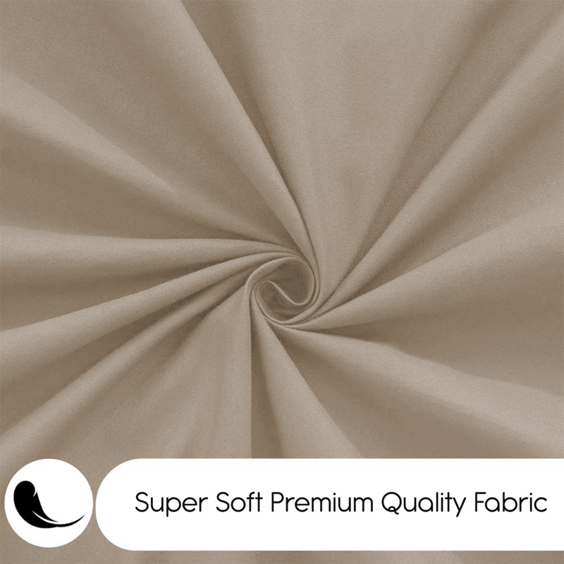 Edyson Microfiber Solid Colour Duvet Cover Set with Pillowcases, Super King - 2 Standard Pillowcases, Beige