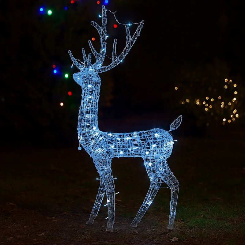 Décoration extérieure de Noël renne, 140 lumières DEL blanches fraîches