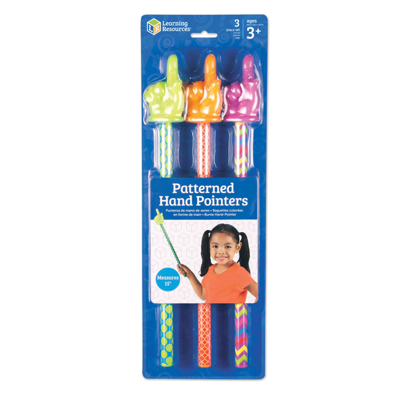 Pointeurs de main à motif d'apprentissage, 3 par paquet, 2 paquets