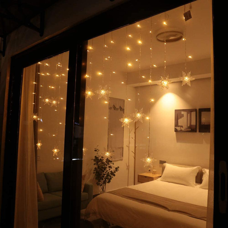 11.5FT 96LED Snowflake String Lights, Warm