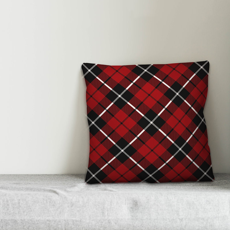  Coussin Christmas, 18 po x 18 po, Intérieur, Blanc / Rouge